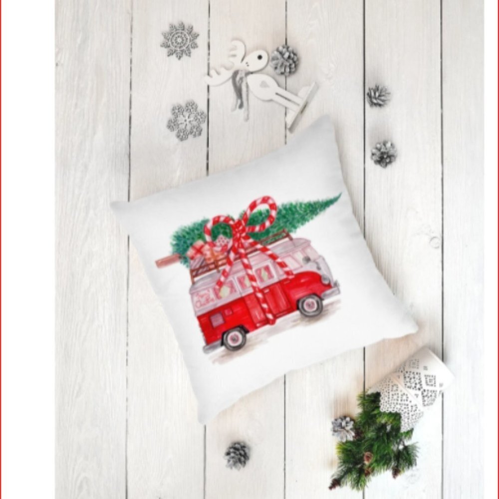 🎄NEW🎄 Christmas Tree & Truck Print Cushion Cover - Picture 5 of 8